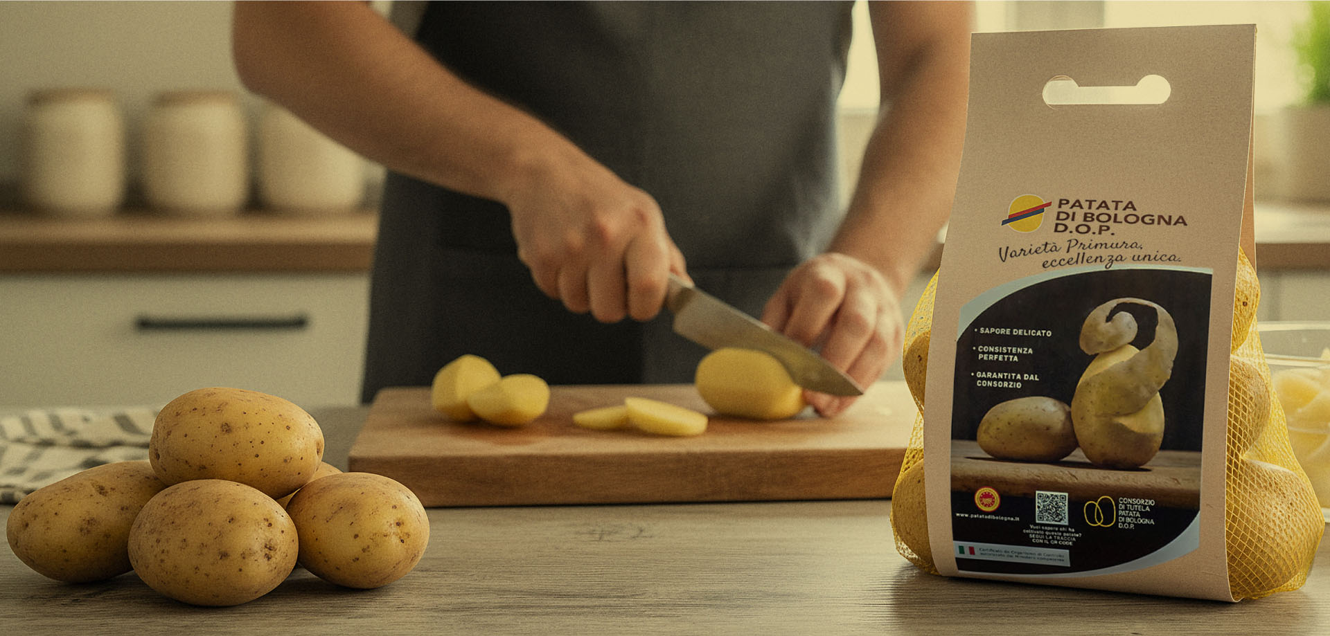 Pack Patata di Bologna D.O.P sul tavolo